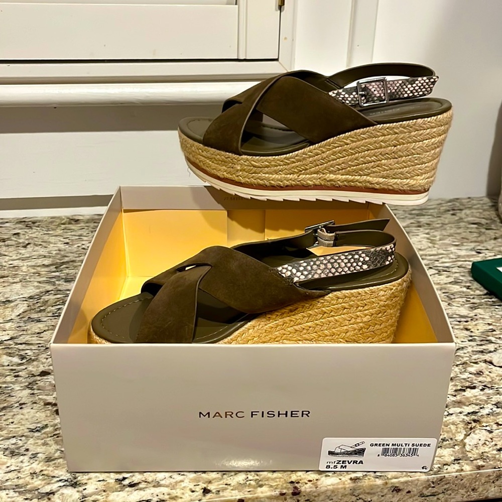 Marc Fisher green platform wedges
